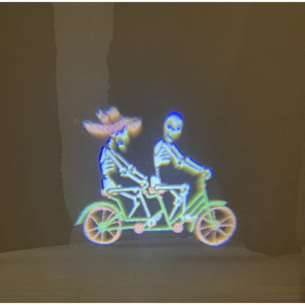 Halloween Animated Skeleton Tandem Bicycle LED Projector Light Moving Image